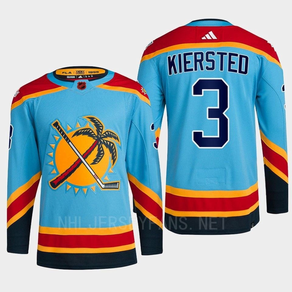 Florida Panthers 2022 Reverse Retro 2.0 Matt Kiersted 3 Blue Primegreen Hockey Jersey Men's - JS342 