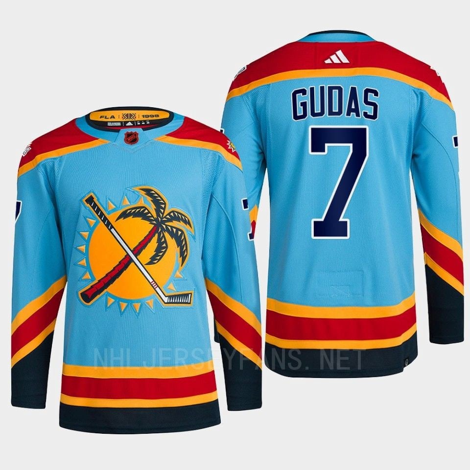 Florida Panthers 2022 Reverse Retro 2.0 Radko Gudas 7 Blue Primegreen Hockey Jersey Men's - JS771 