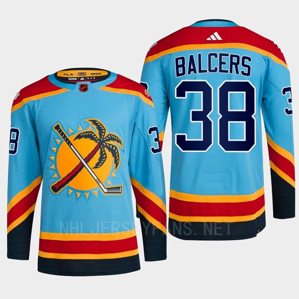 Florida Panthers 2022 Reverse Retro 2.0 Rudolfs Balcers 38 Blue Primegreen Hockey Jersey Men's - JS805 