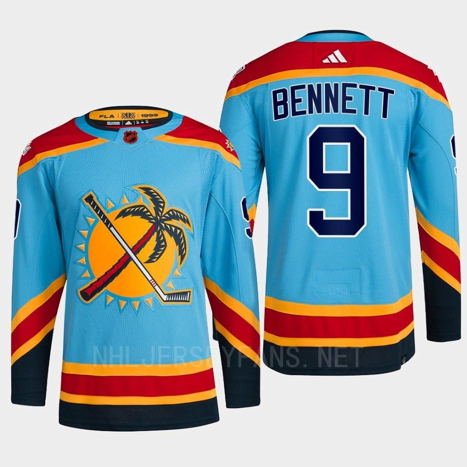 Florida Panthers 2022 Reverse Retro 2.0 Sam Bennett 9 Blue Primegreen Hockey Jersey Men's - JS432 