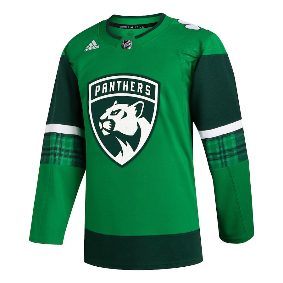 Alternative view of Florida Panthers 2023 St. Patrick's Day Primegreen Men Hockey Jersey - Kelly Green - JS415 