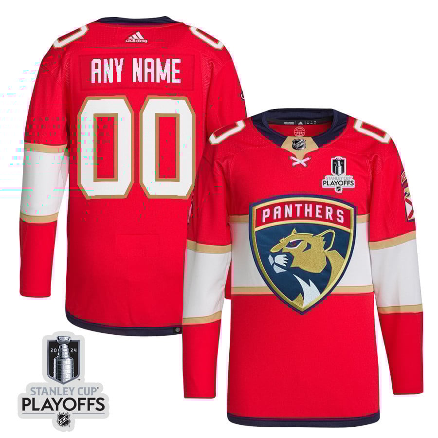 Florida Panthers 2024 NHL Playoffs Patch Home Hockey Jersey Customized - Men, Red - JS696 