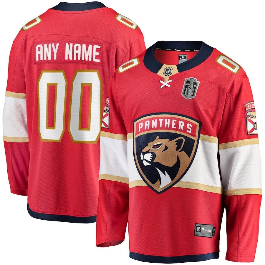 Florida Panthers 2024 Stanley Cup Final Home Breakaway Custom Name Hockey Jersey - Red - JS127 