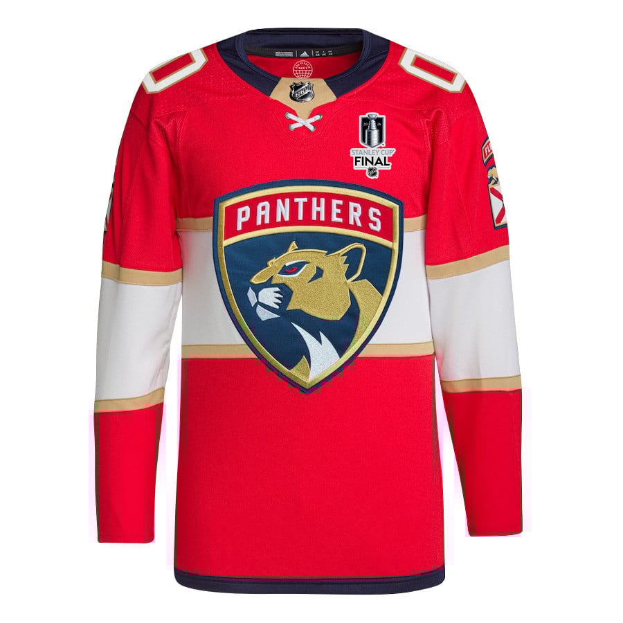 Alternative view of Florida Panthers 2024 STANLEY CUP Final Home Breakaway Hockey Jersey Customized - Men, Red - JS178 