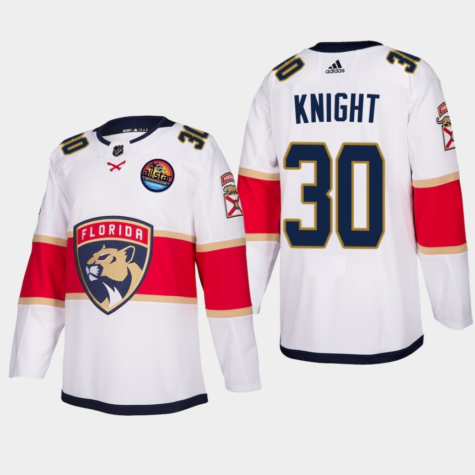 Florida Panthers Spencer Knight 30 2023 All-Star Patch Away White Hockey Jersey - JS813 