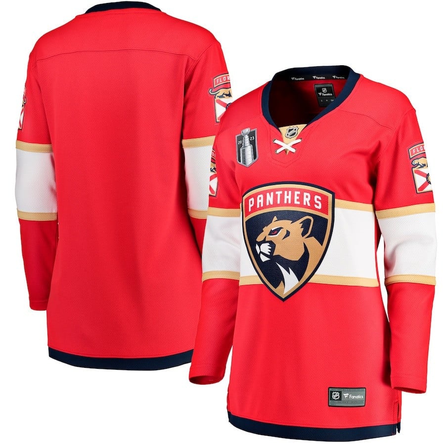 Florida Panthers Women's 2023 Stanley Cup Final Home Breakaway Hockey Jersey - Red - JS441 
