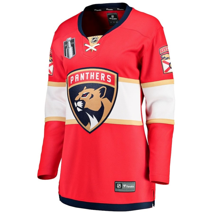 Alternative view of Florida Panthers Women's 2023 Stanley Cup Final Home Breakaway Hockey Jersey - Red - JS441 