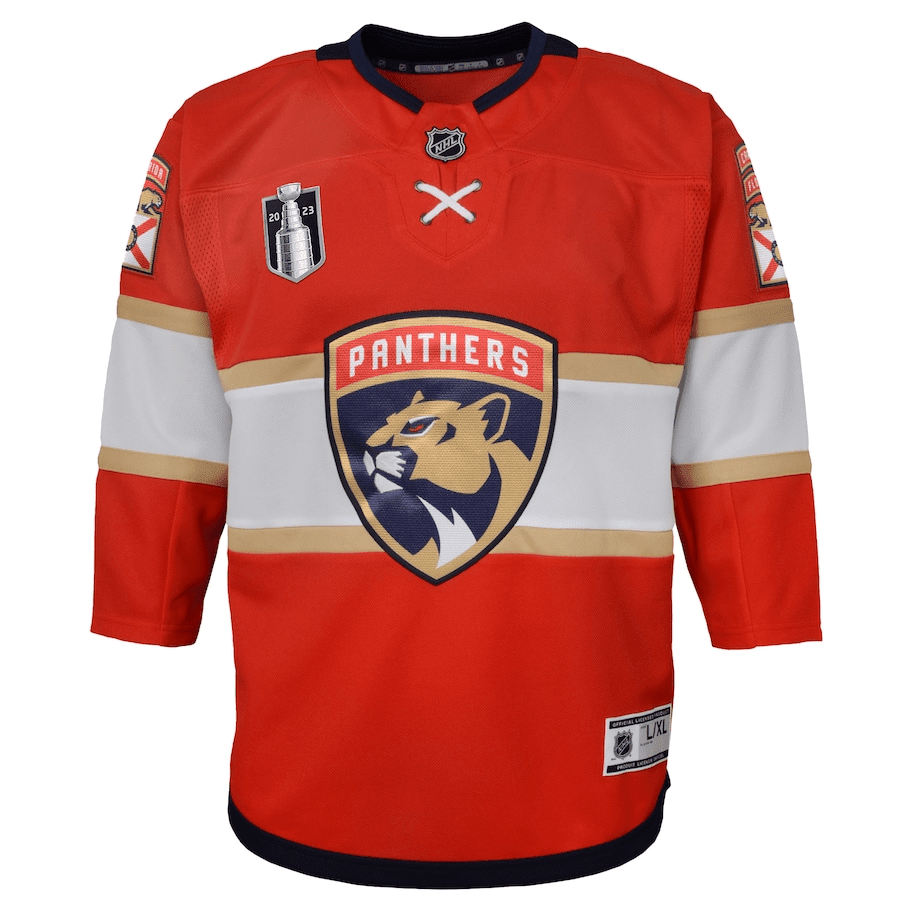Alternative view of Florida Panthers Youth 2023 Stanley Cup Final Home Hockey Jersey - Red - JS177 