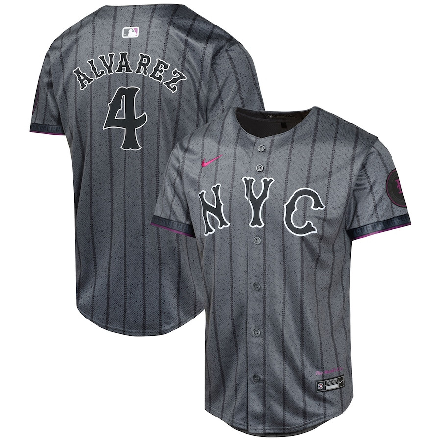 Francisco Alvarez 4 New York Mets 2024 City Connect Limited YOUTH Baseball Jersey - Graphite 