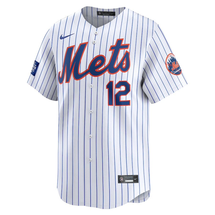 Alternative view of Francisco Lindor 12 New York Mets 2024 MLB World Tour London Series Home Limited Player Men Baseball Jersey - White 