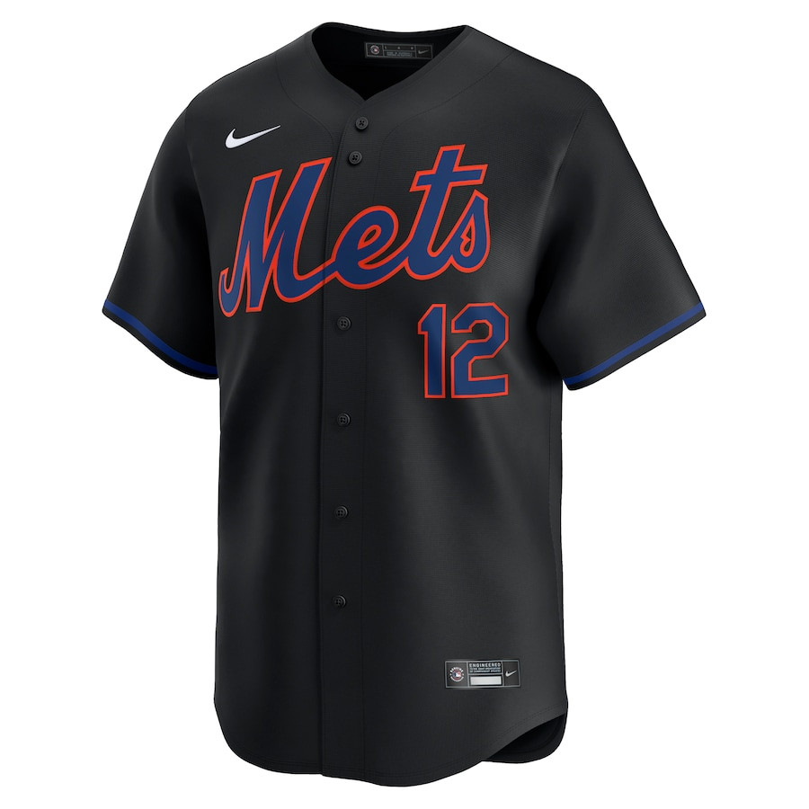 Alternative view of Francisco Lindor 12 New York Mets Alternate Limited Men Baseball Jersey - Black 