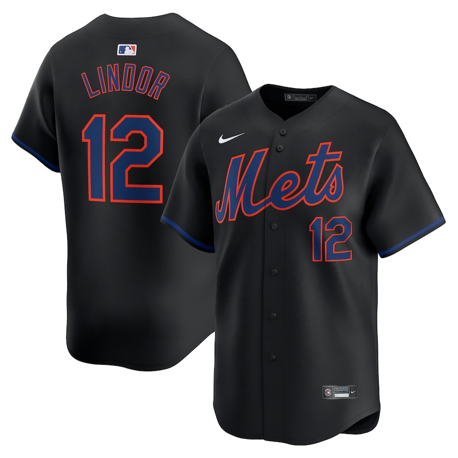 Francisco Lindor 12 New York Mets Alternate Limited Men Baseball Jersey - Black 