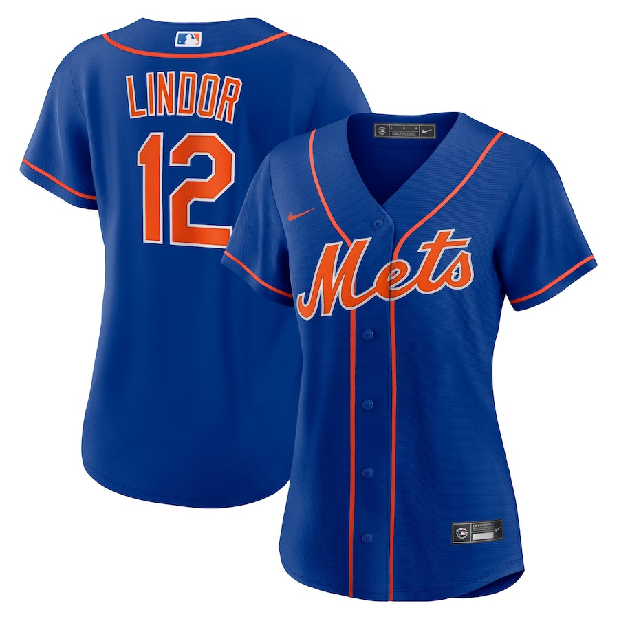 Francisco Lindor 12 New York Mets Alternate Women Baseball Jersey - Royal 