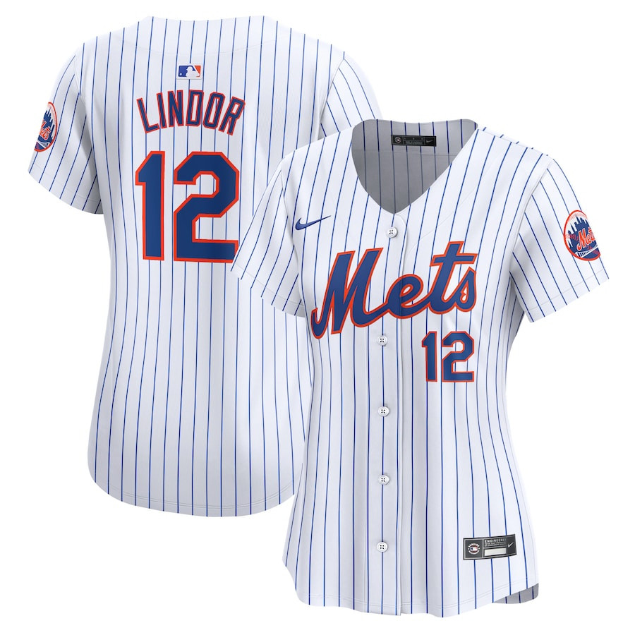 Francisco Lindor 12 New York Mets Women Home Limited Player Baseball Jersey - White 