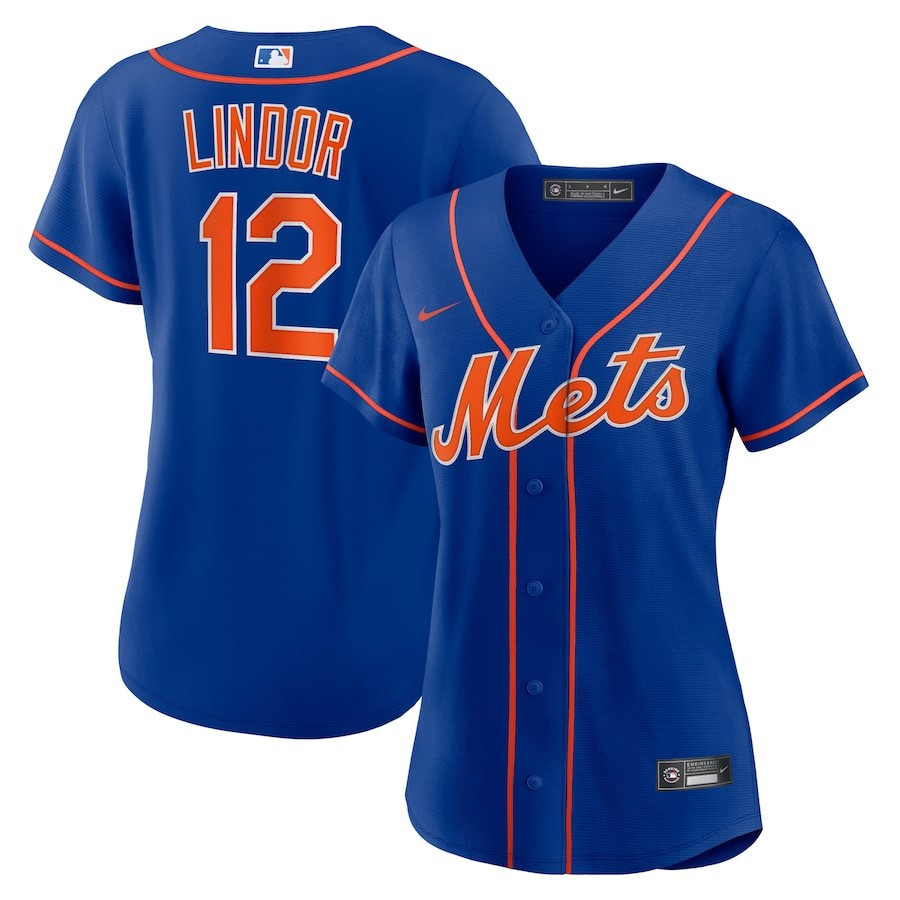 Francisco Lindor 12 New York Mets Women's Alternate Player Baseball Jersey - Royal 