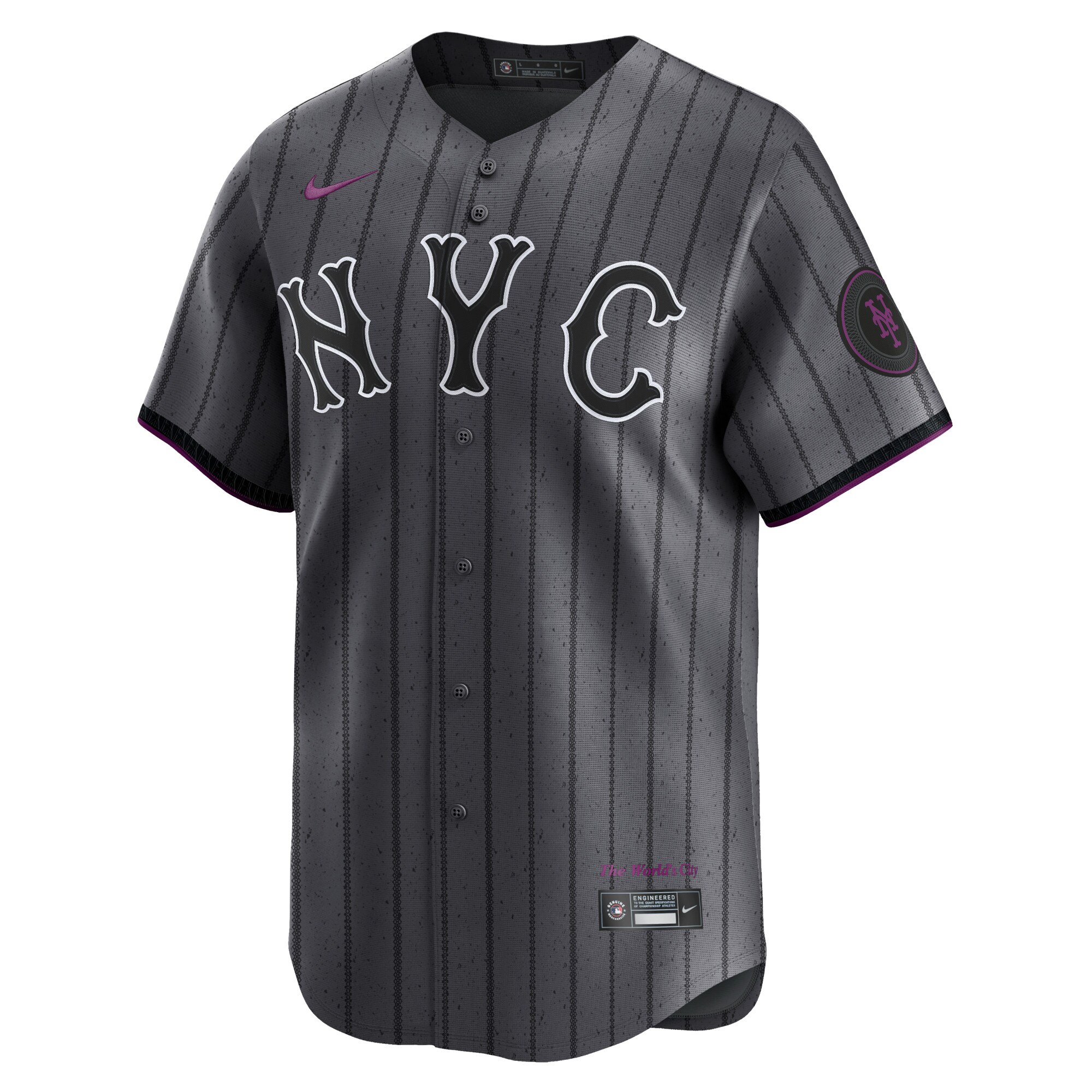 Alternative view of Francisco Lindor New York Mets 2024 City Connect Limited Player Baseball Jersey - Graphite