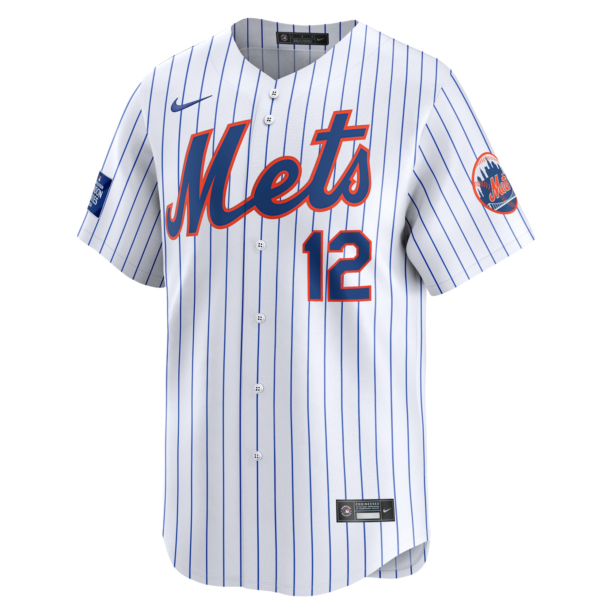 Alternative view of Francisco Lindor New York Mets 2024 Mlb World Tour London Series Home Limited Player Baseball Jersey - White