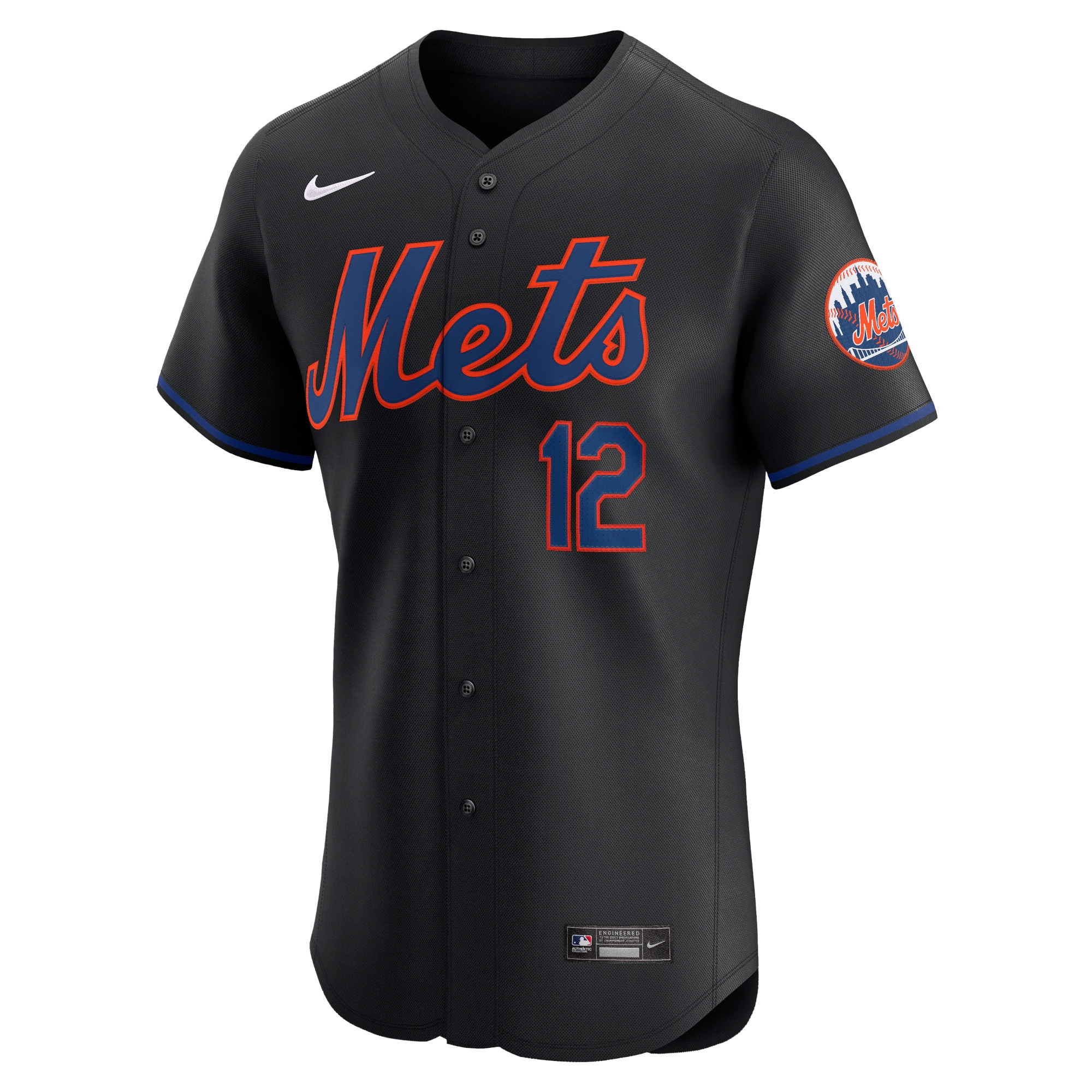 Alternative view of Francisco Lindor New York Mets Alternate Elite Player Baseball Jersey - Black
