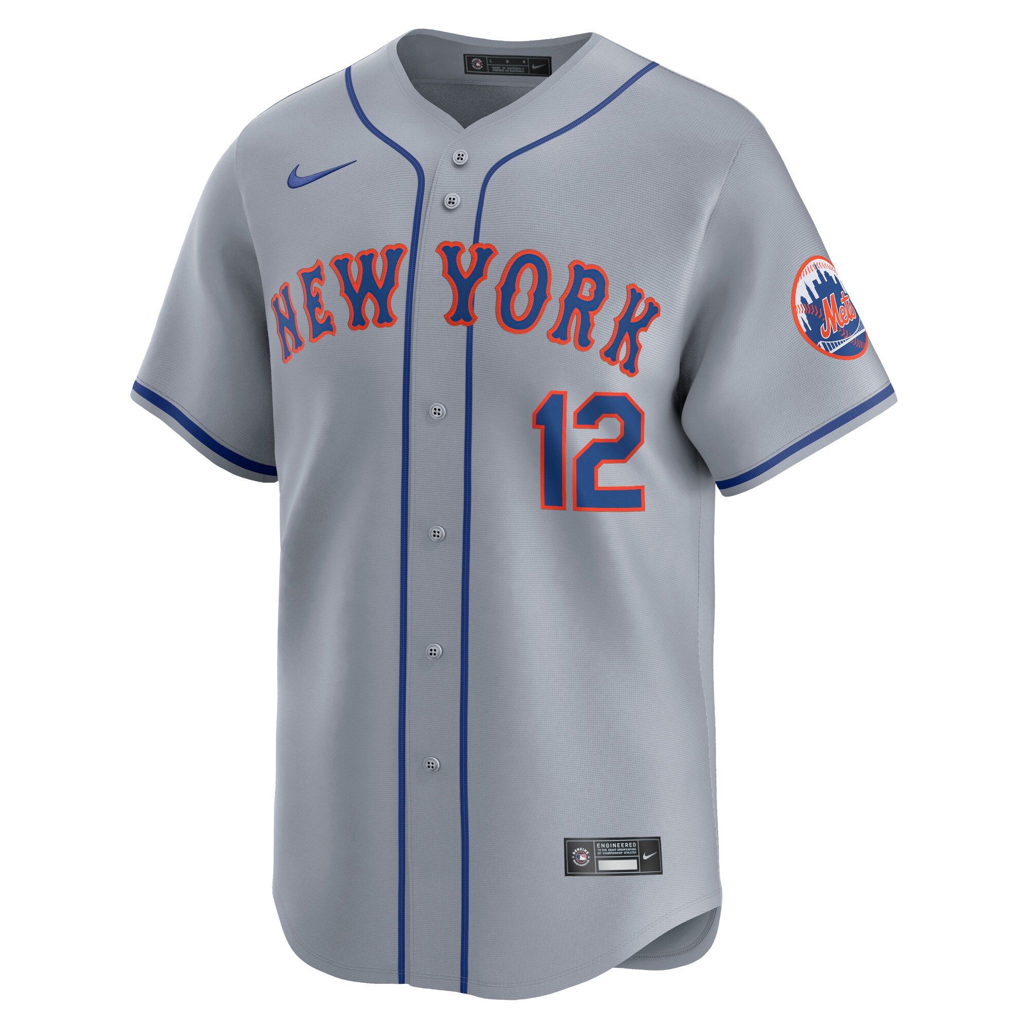 Alternative view of Francisco Lindor New York Mets Away Limited Player Baseball Jersey - Gray