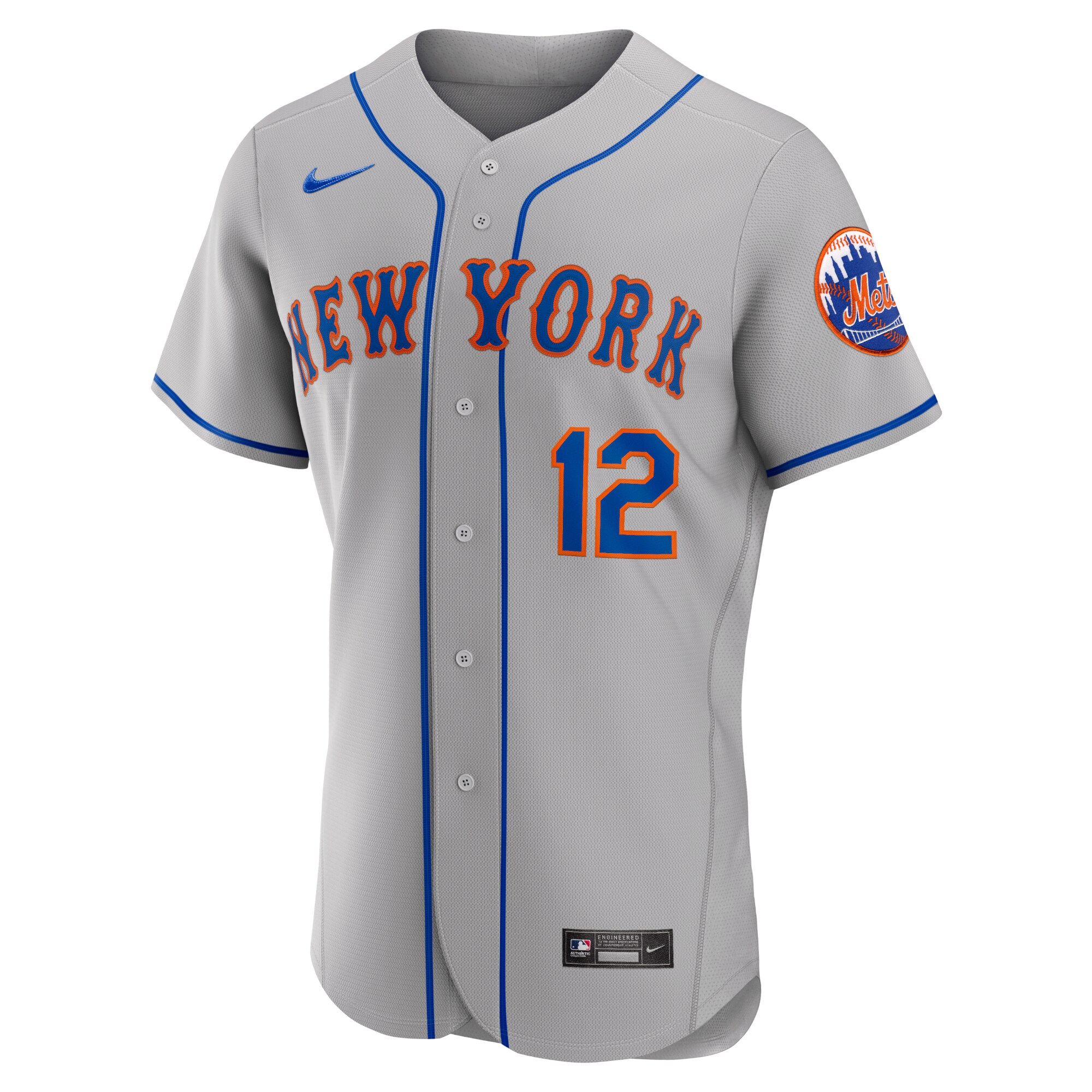 Alternative view of Francisco Lindor New York Mets Road Authentic Player Baseball Jersey – Gray
