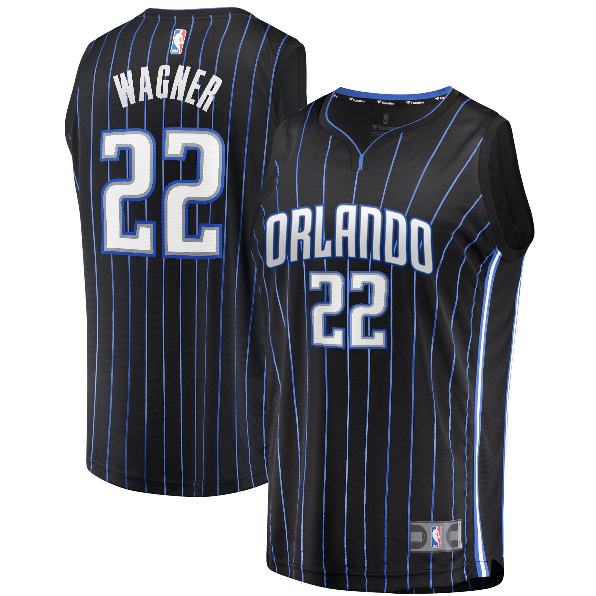 Alternative view of Franz Wagner Orlando Magic Fanatics Branded 2021/22 Fast Break Replica Basketball Jersey - Icon Edition - Black