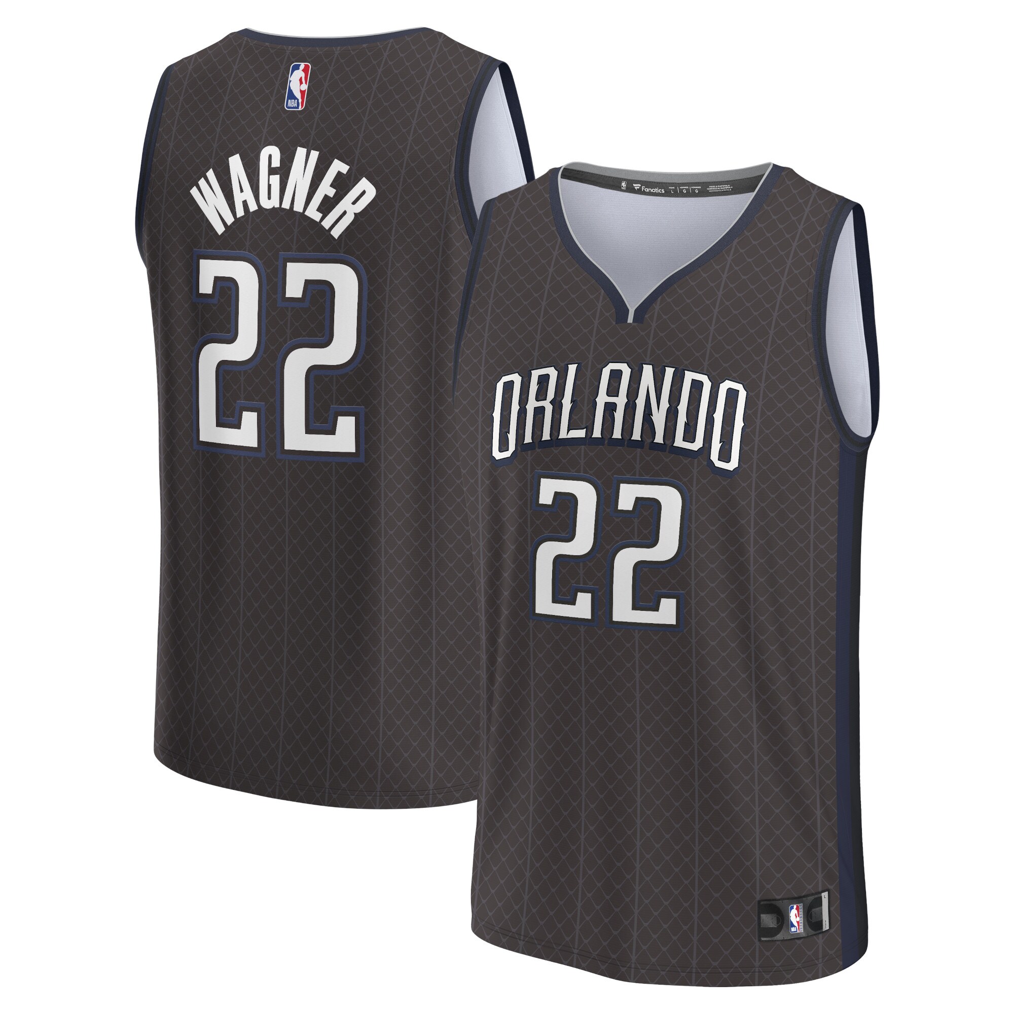 Alternative view of Franz Wagner Orlando Magic Fanatics Branded 2022/23 Fastbreak Basketball Jersey - City Edition - Black