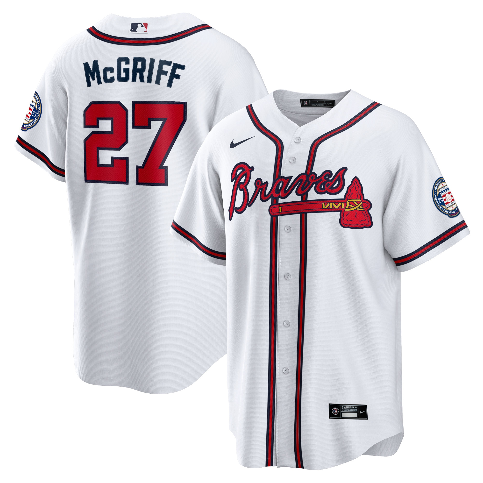 Fred Mcgriff Atlanta Braves 2023 Hall Of Fame Patch Inline Replica Baseball Jersey - White