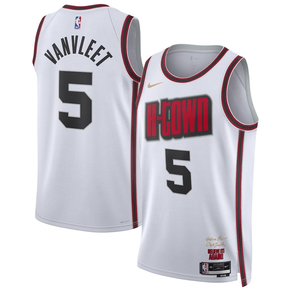 Fred VanVleet 5 Houston Rockets Unisex 2024/25 Swingman Player Basketball Jersey - City Edition - White - JS342 