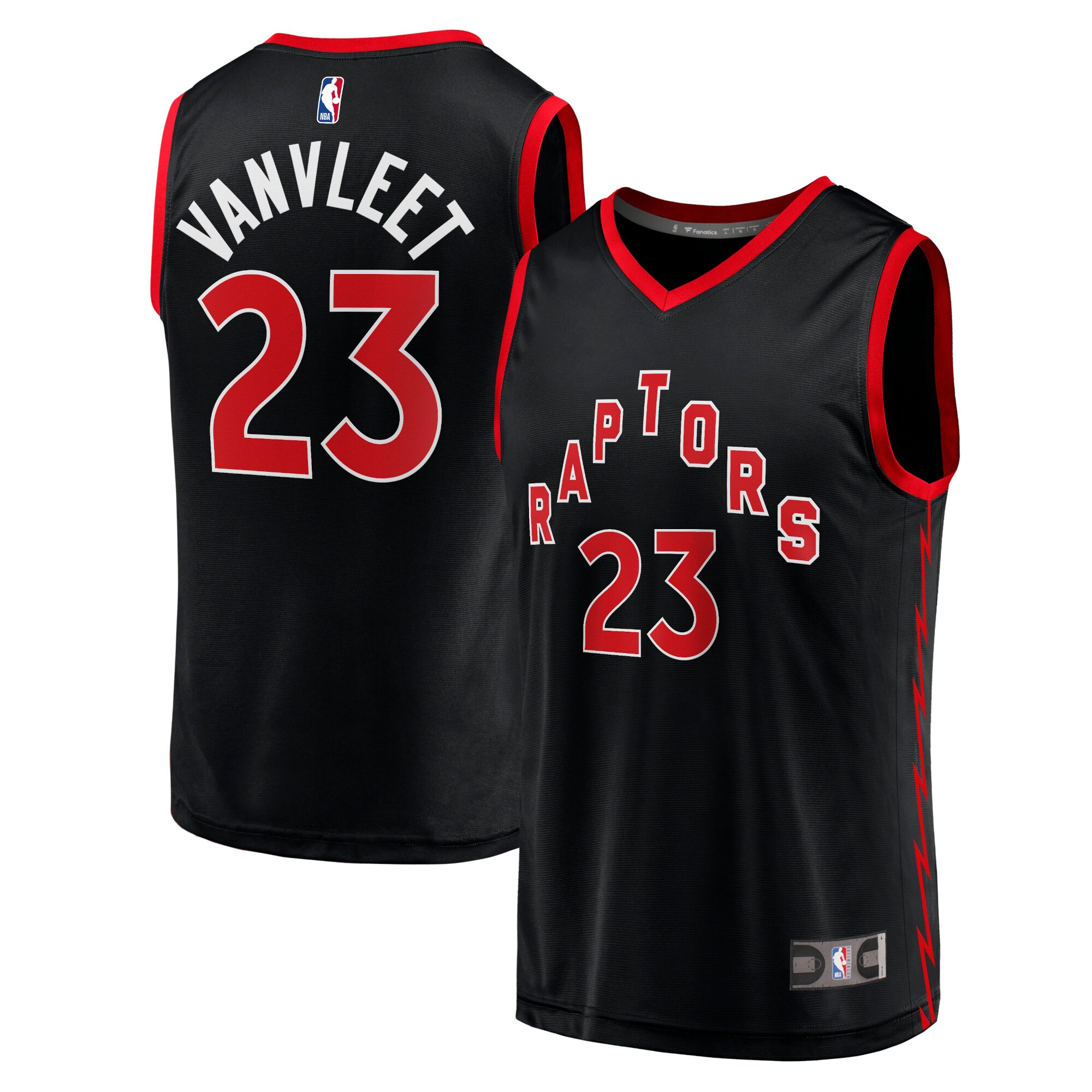 Alternative view of Fred Vanvleet Toronto Raptors Fanatics Branded Youth 2020/21 Fast Break Player Basketball Jersey - Black - Statement Edition