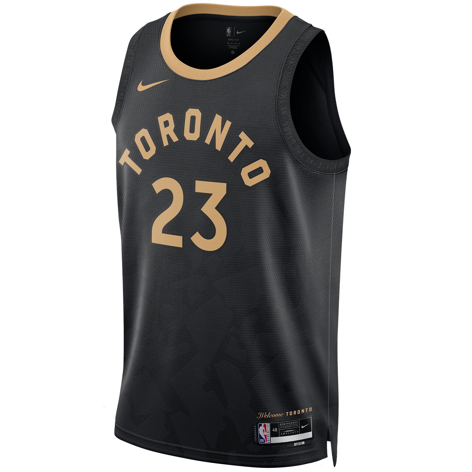 Alternative view of Fred Vanvleet Toronto Raptors Unisex 2022/23 Swingman Basketball Jersey – City Edition – Black
