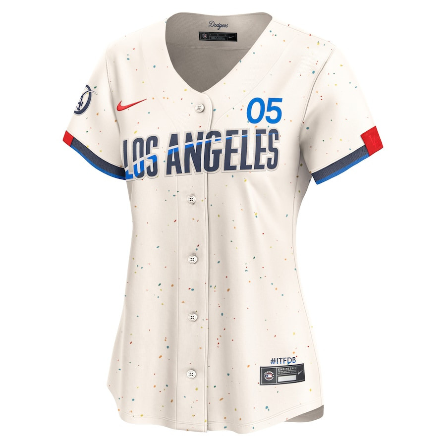Alternative view of Freddie Freeman 5 Los Angeles Dodgers 2024 City Connect Limited Women Baseball Jersey - Cream 