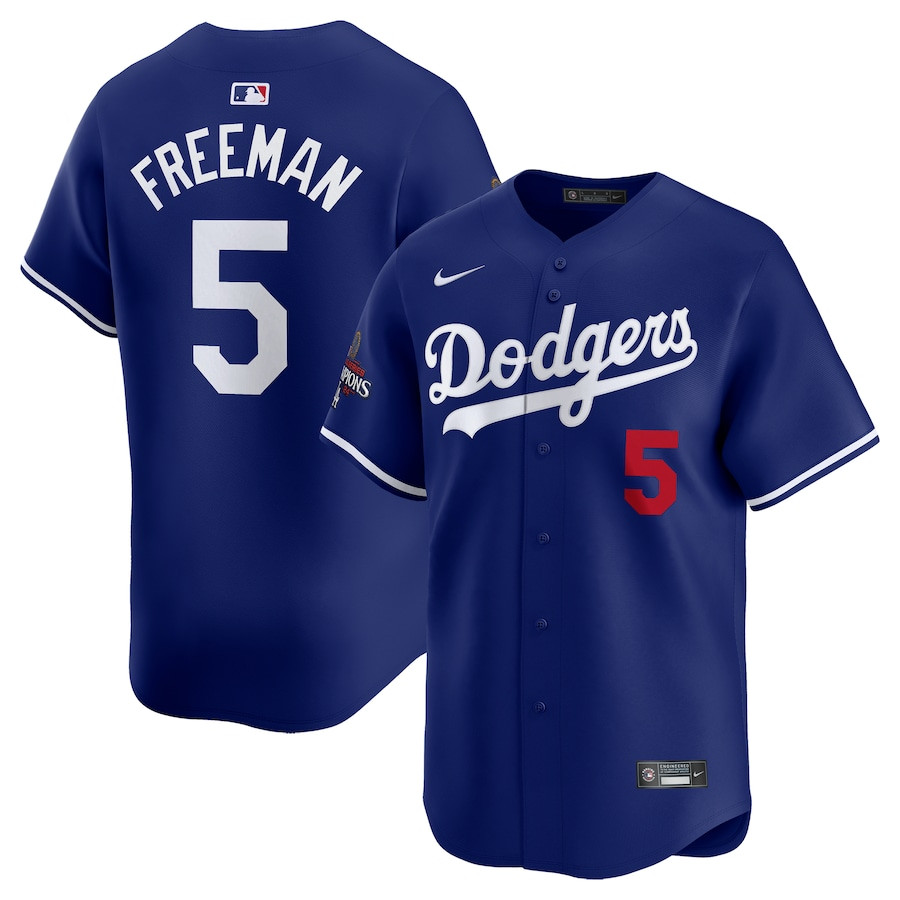 Freddie Freeman 5 Los Angeles Dodgers 2024 World Series Champions Alternate Limited Player Men Baseball Jersey - Royal 