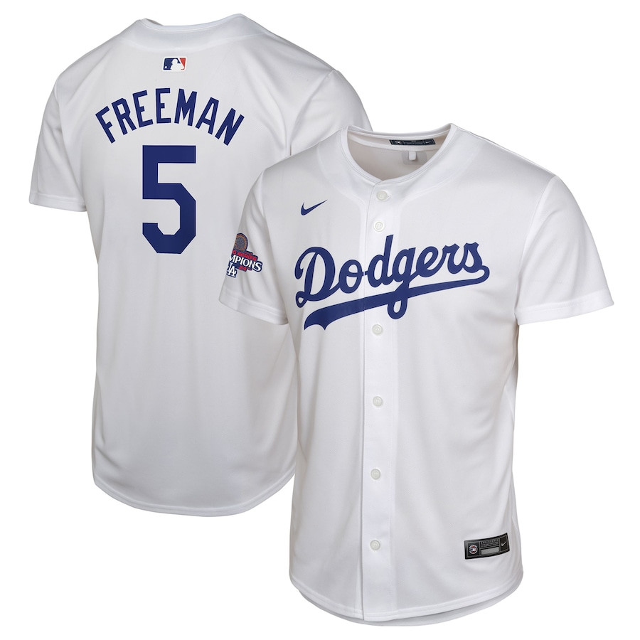 Freddie Freeman 5 Los Angeles Dodgers 2024 World Series Champions Home Game Player YOUTH Baseball Jersey - White 
