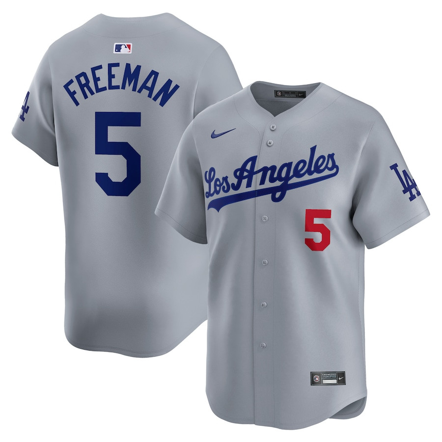 Freddie Freeman 5 Los Angeles Dodgers Away Limited Player Men Baseball Jersey - Gray 