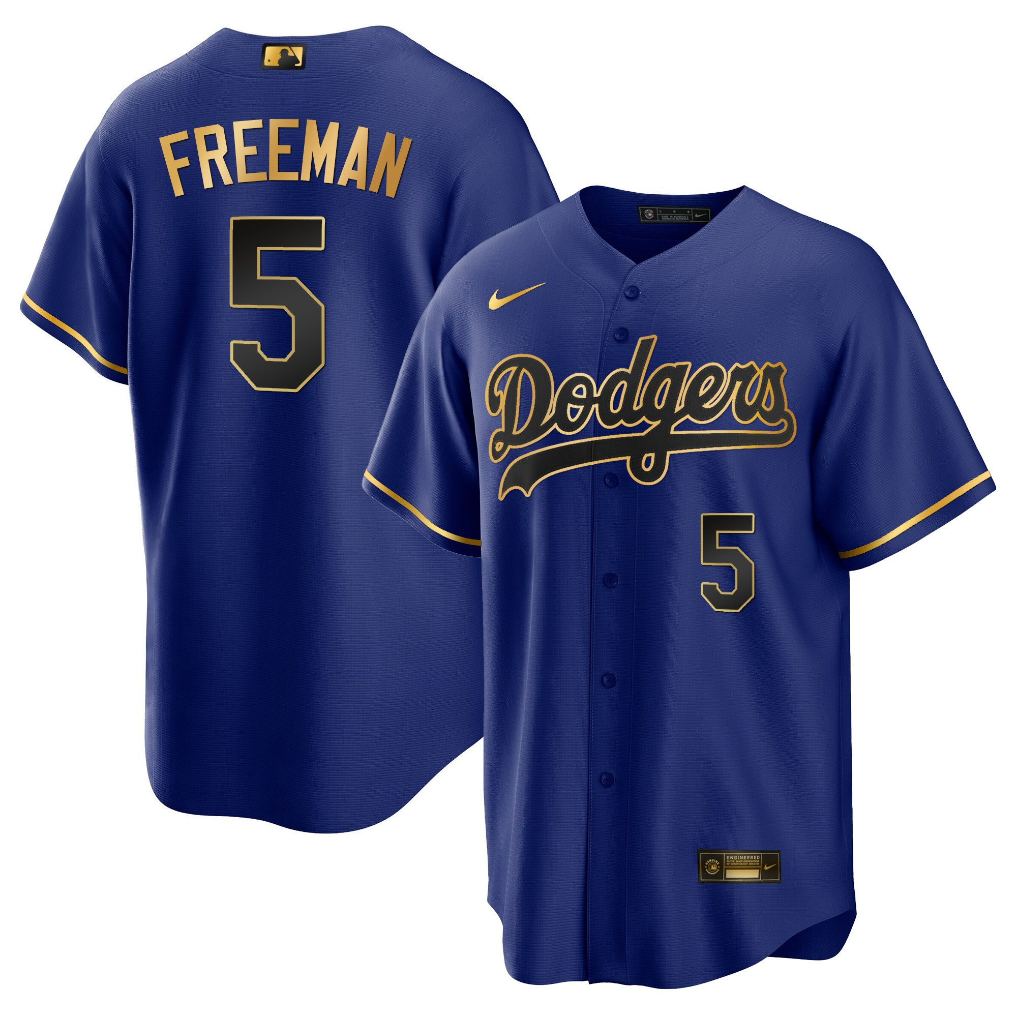 Freddie Freeman 5 Los Angeles Dodgers Baseball Men Baseball Jersey - Cool Black Royal 