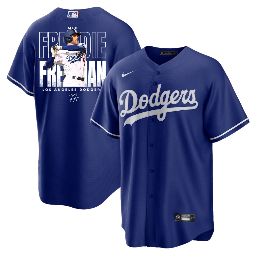 Freddie Freeman 5 Los Angeles Dodgers Signed Home Run 2023 Alternate Player Men Baseball Jersey - Royal 