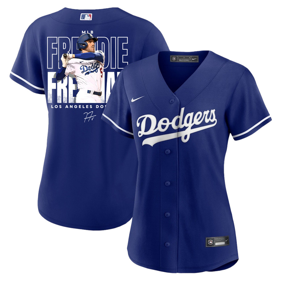 Freddie Freeman 5 Los Angeles Dodgers Signed Home Run 2023 Alternate Player Women Baseball Jersey - Royal 