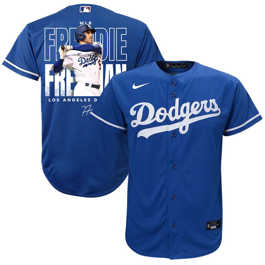Freddie Freeman 5 Los Angeles Dodgers Signed Home Run 2023 Alternate Player YOUTH Baseball Jersey - Royal 