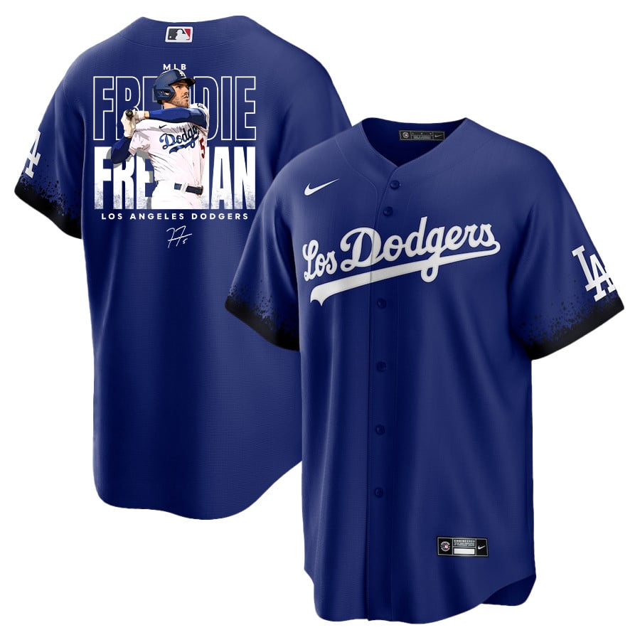 Freddie Freeman 5 Los Angeles Dodgers Signed Home Run 2023 City Connect Player Men Baseball Jersey - Royal 
