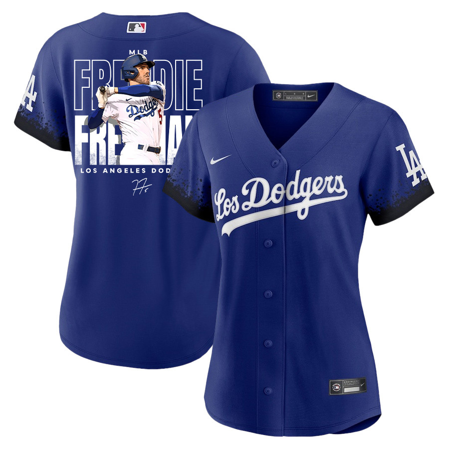 Freddie Freeman 5 Los Angeles Dodgers Signed Home Run 2023 City Connect Player Women Baseball Jersey - Royal 
