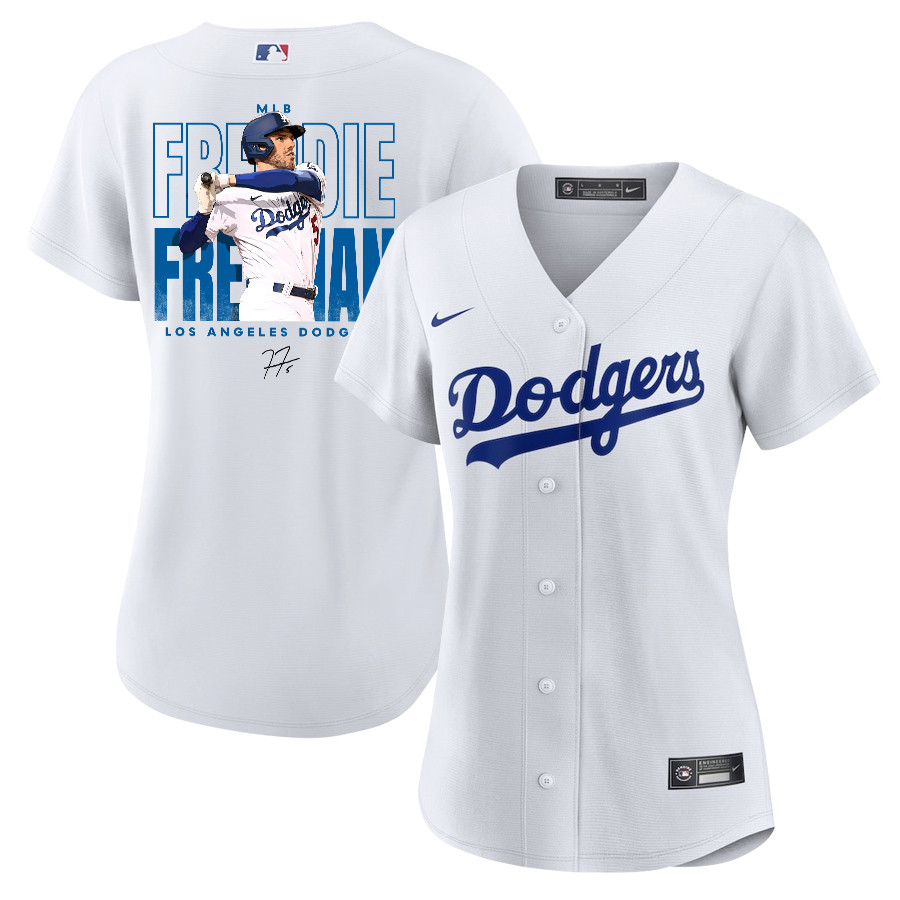 Freddie Freeman 5 Los Angeles Dodgers Signed Home Run 2023 Home Player Women Baseball Jersey - White 