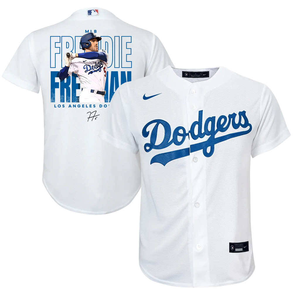 Freddie Freeman 5 Los Angeles Dodgers Signed Home Run 2023 Home Player YOUTH Baseball Jersey - White 