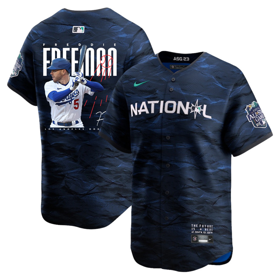 Freddie Freeman 5 Los Angeles Dodgers Signed Logo 2023 All-Star Game Limited Player Men Baseball Jersey - Royal 