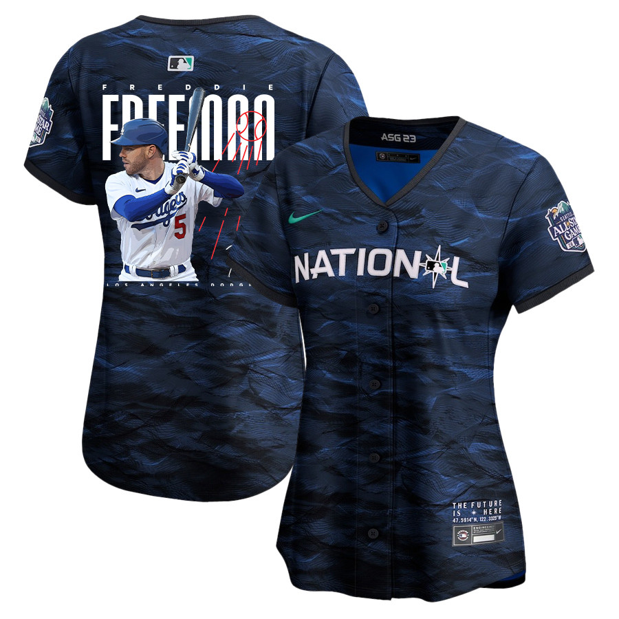 Freddie Freeman 5 Los Angeles Dodgers Signed Logo 2023 All-Star Game Limited Player Women Baseball Jersey - Royal 