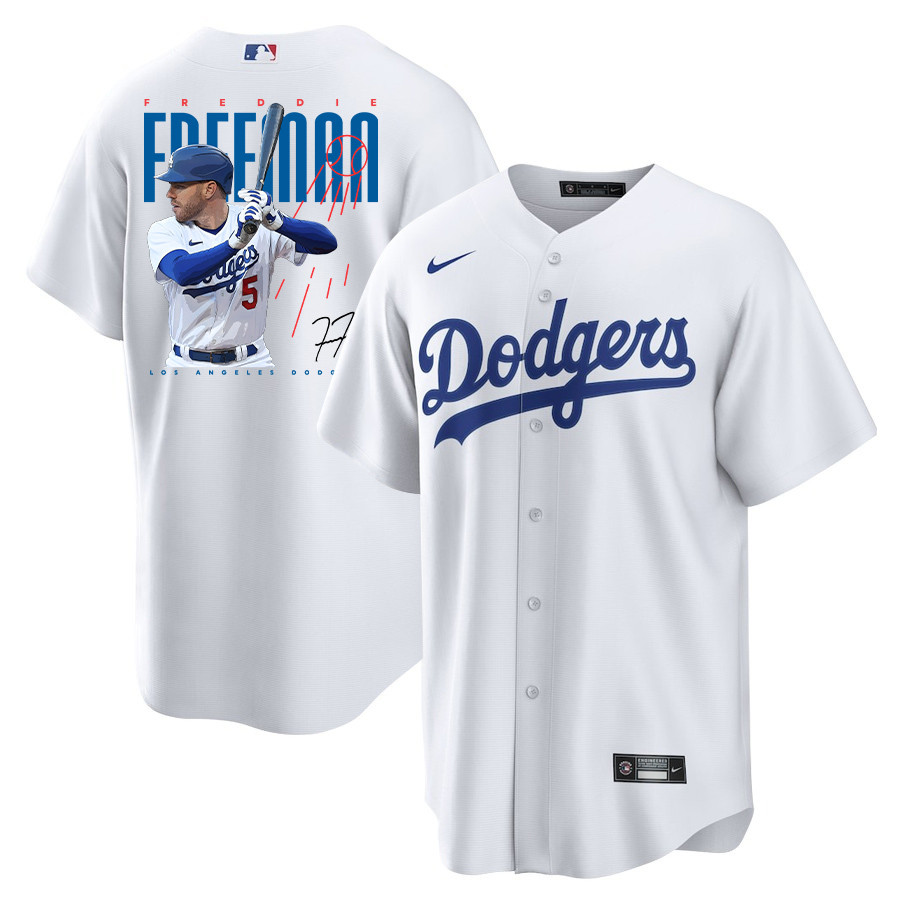 Freddie Freeman 5 Los Angeles Dodgers Signed Logo 2023 Home Player Men Baseball Jersey - White 