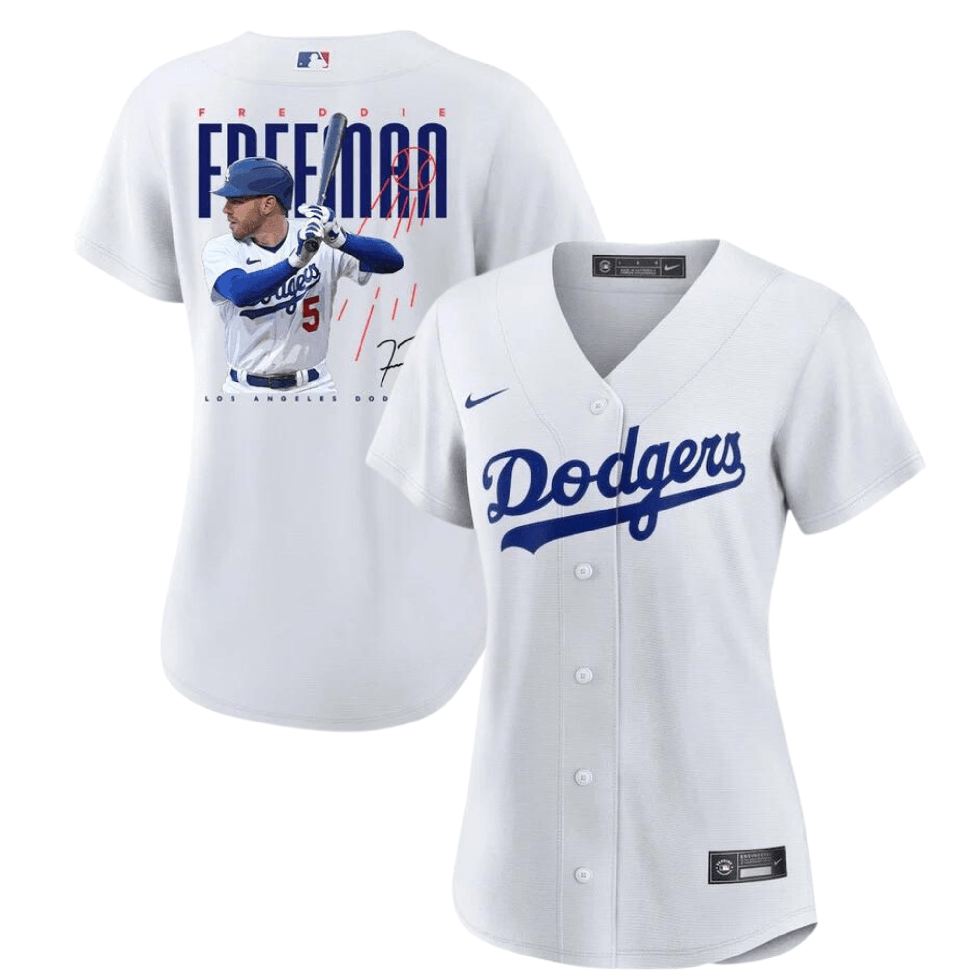 Freddie Freeman 5 Los Angeles Dodgers Signed Logo 2023 Home Player Women Baseball Jersey - White 