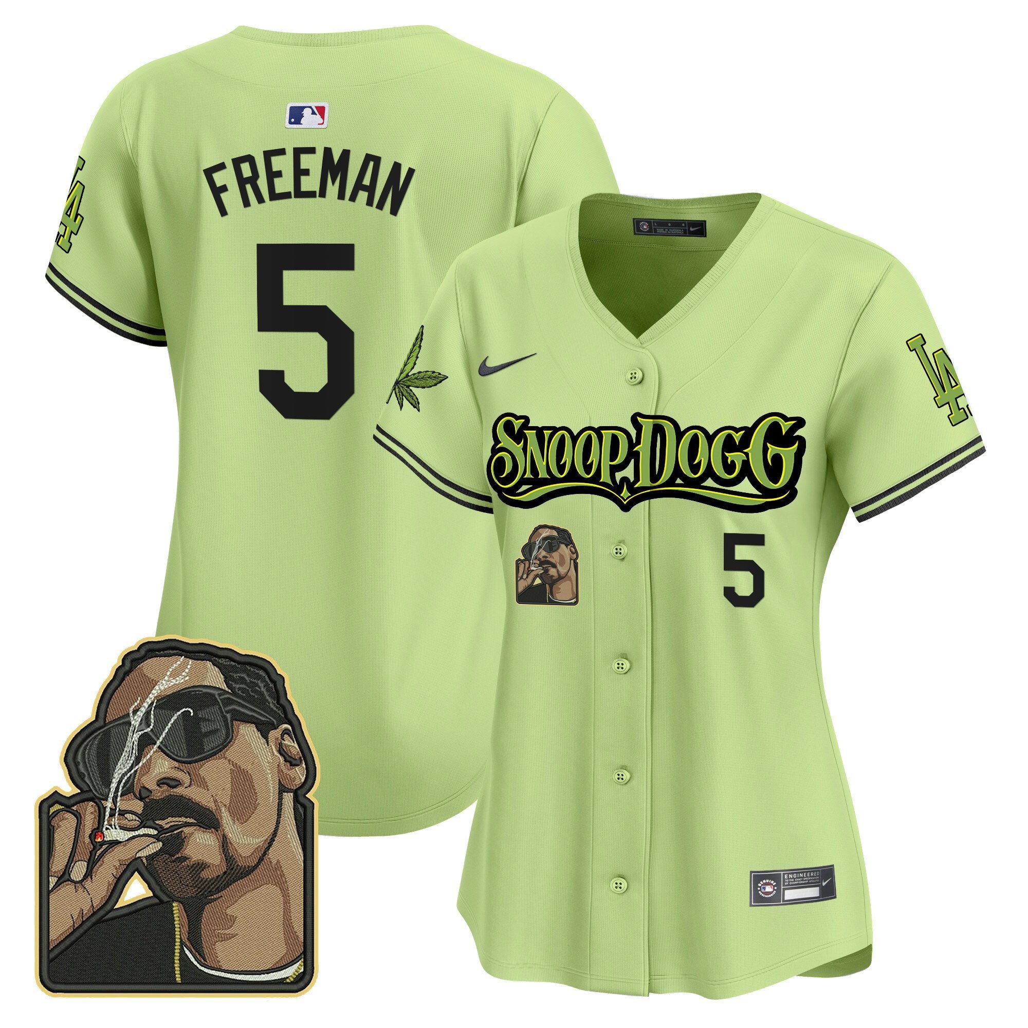 Freddie Freeman 5 Los Angeles Dodgers Snoop Dogg Women Baseball Jersey - Light Green 
