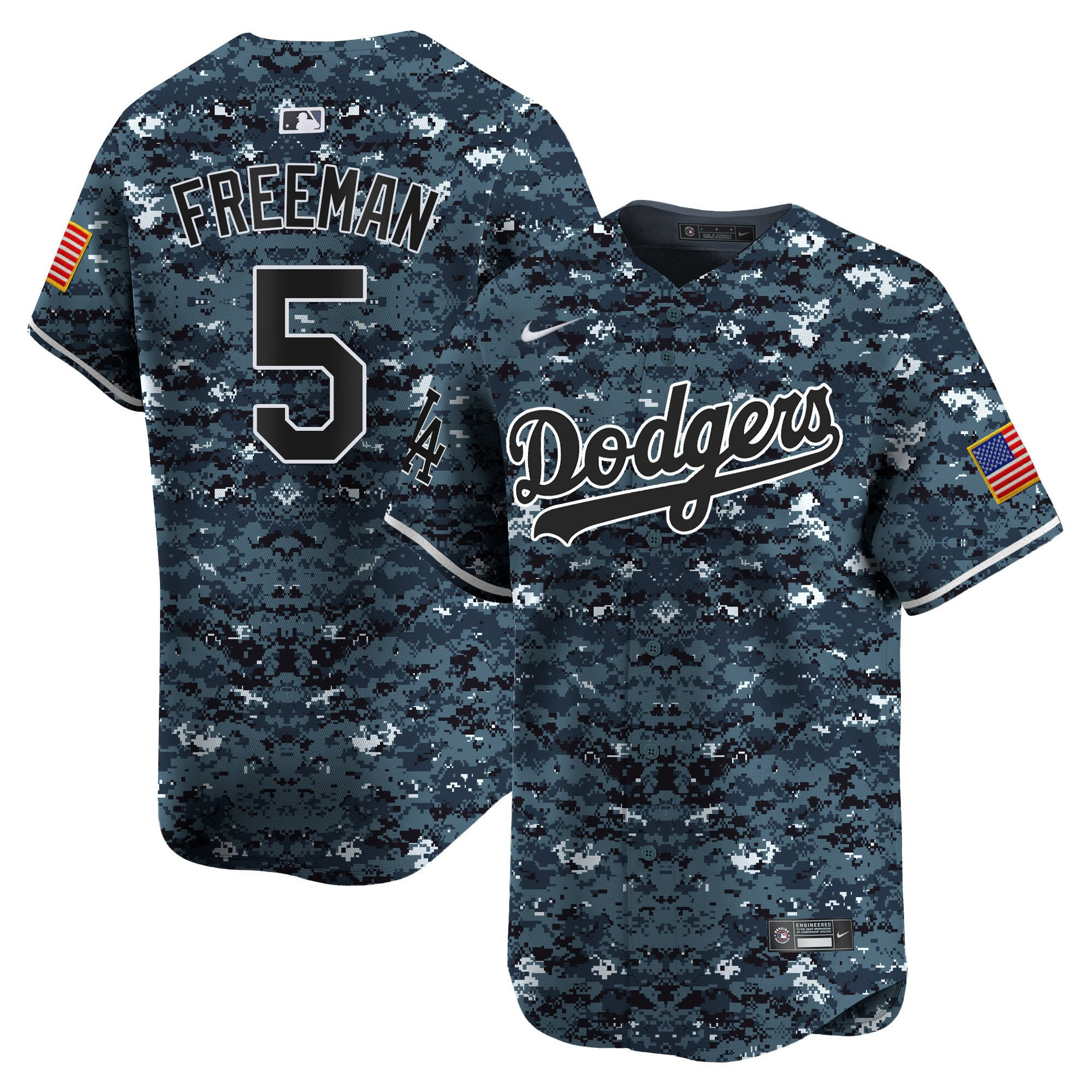 Freddie Freeman 5 Los Angeles Dodgers USMC Alternate Limited Men Baseball Jersey - Navy 