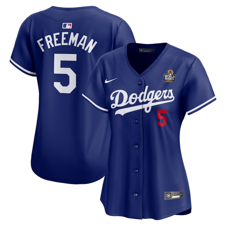 Freddie Freeman 5 Los Angeles Dodgers Women's 2024 World Series Alternate Limited Baseball Jersey - Royal 