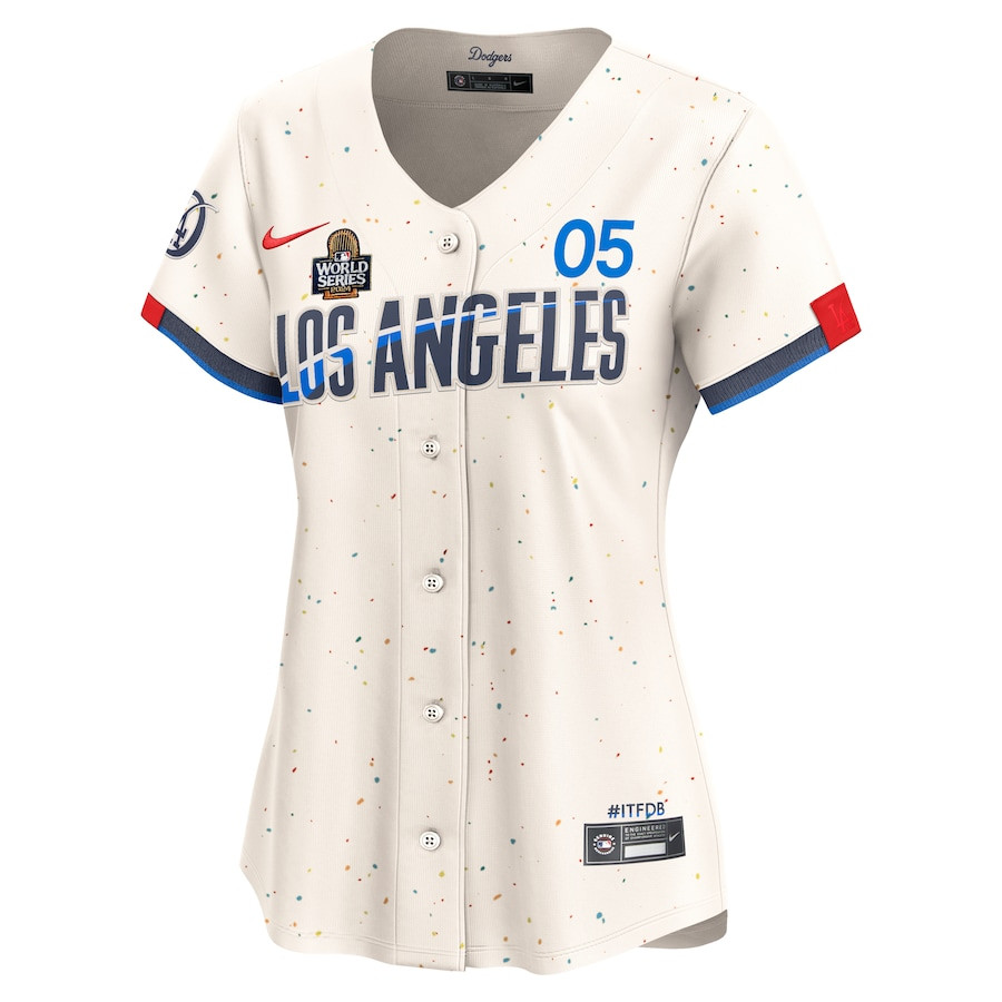 Alternative view of Freddie Freeman 5 Los Angeles Dodgers Women's 2024 World Series Champions City Connect Limited Player Baseball Jersey - Cream 